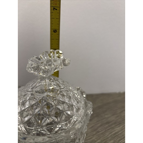 VTG Hofbauer Etched LeadCrystal Footed Candy Dish w/Butterfly Papillon Lid 5.25" - Picture 9 of 10